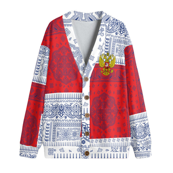 Russia Fleece Cardigan Flag And Paisley Basic Style 1