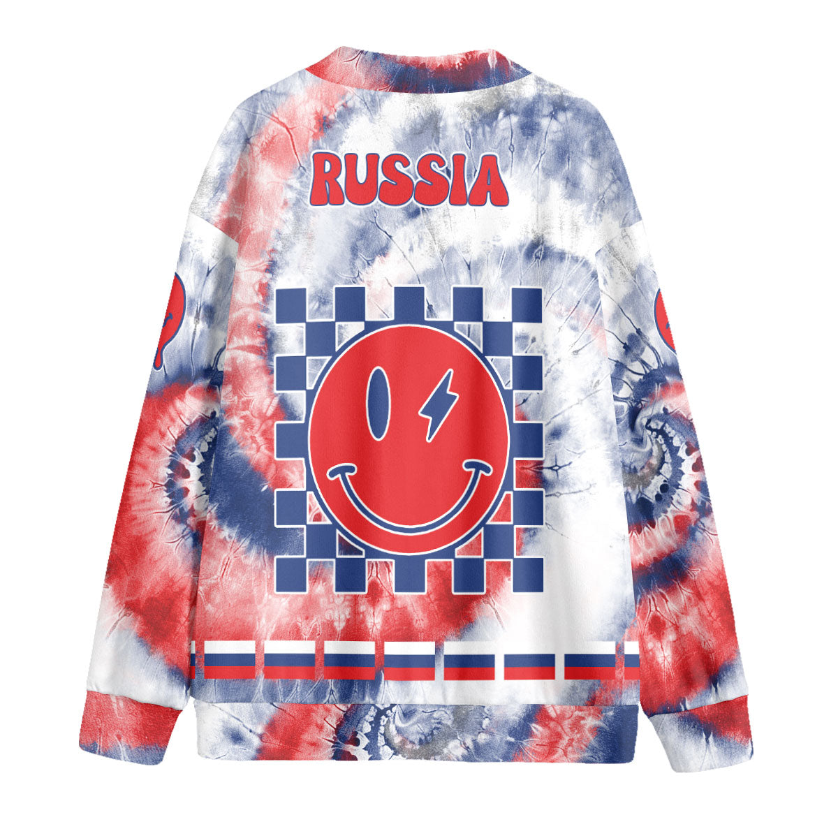 Russia Fleece Cardigan Custom Tie Dye Style 2