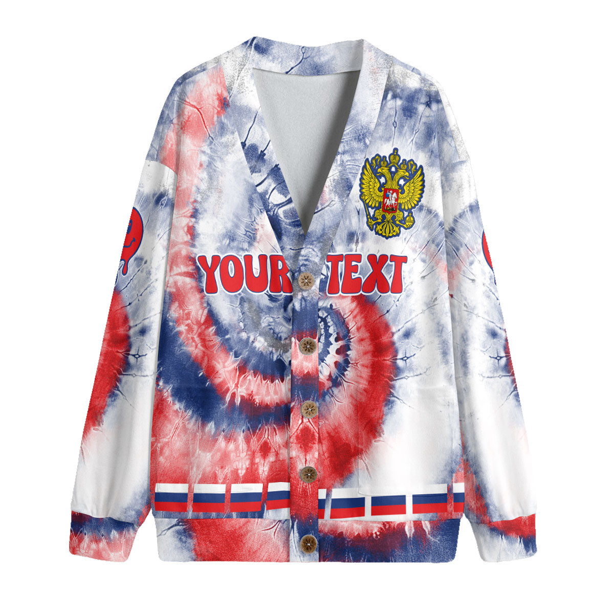 Russia Fleece Cardigan Custom Tie Dye Style 4