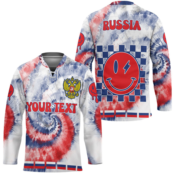 Russia Hockey Jersey Custom Tie Dye Style 1