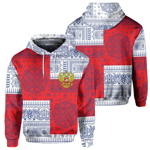 Russia Hoodie Flag And Paisley Basic Style 1