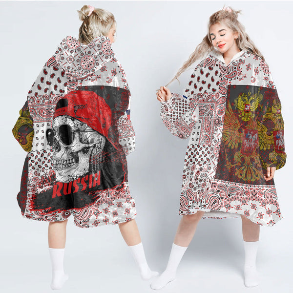 Russia Hoodie Blanket Paisley Flag And Skull Style 1