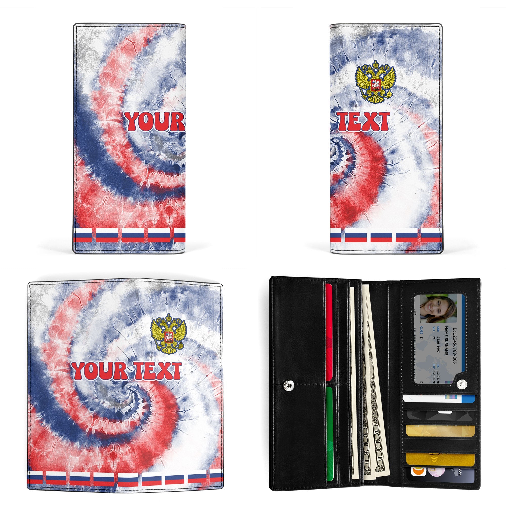 Russia Leather Wallet Custom Tie Dye Style 3