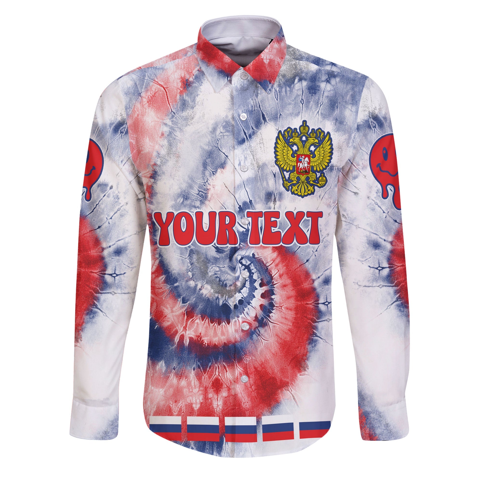 Russia Long Sleeve Button Shirt Custom Tie Dye Style 1