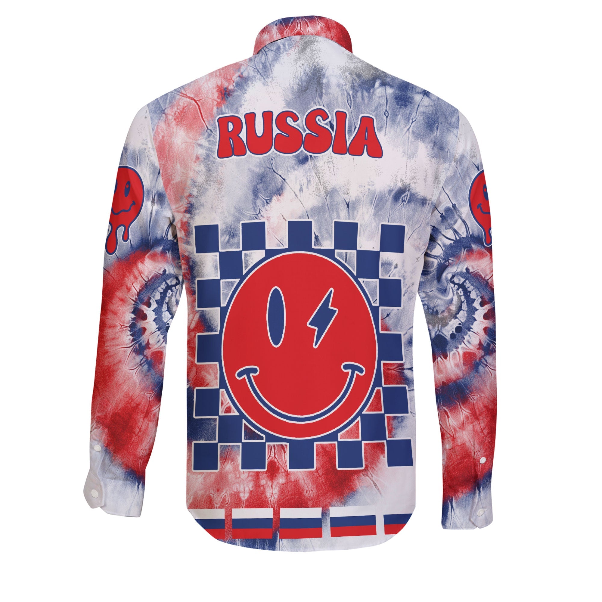 Russia Long Sleeve Button Shirt Custom Tie Dye Style 2