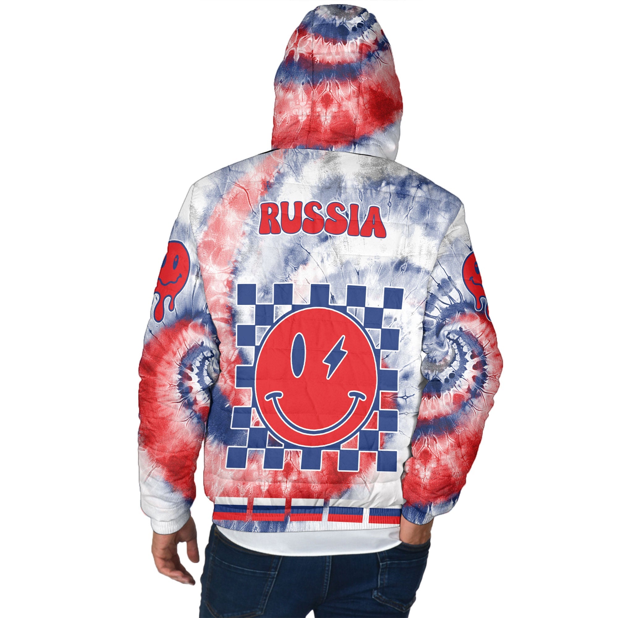 Russia Men Hooded Padded Jacket Custom Tie Dye Style 3