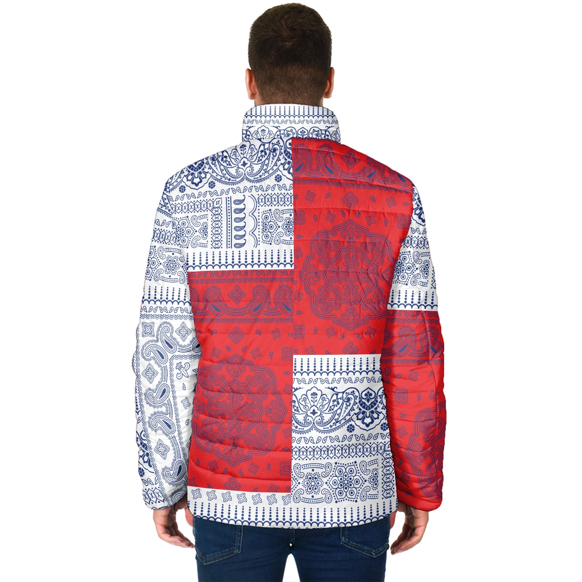 Russia Men Padded Jacket Flag And Paisley Basic Style 2