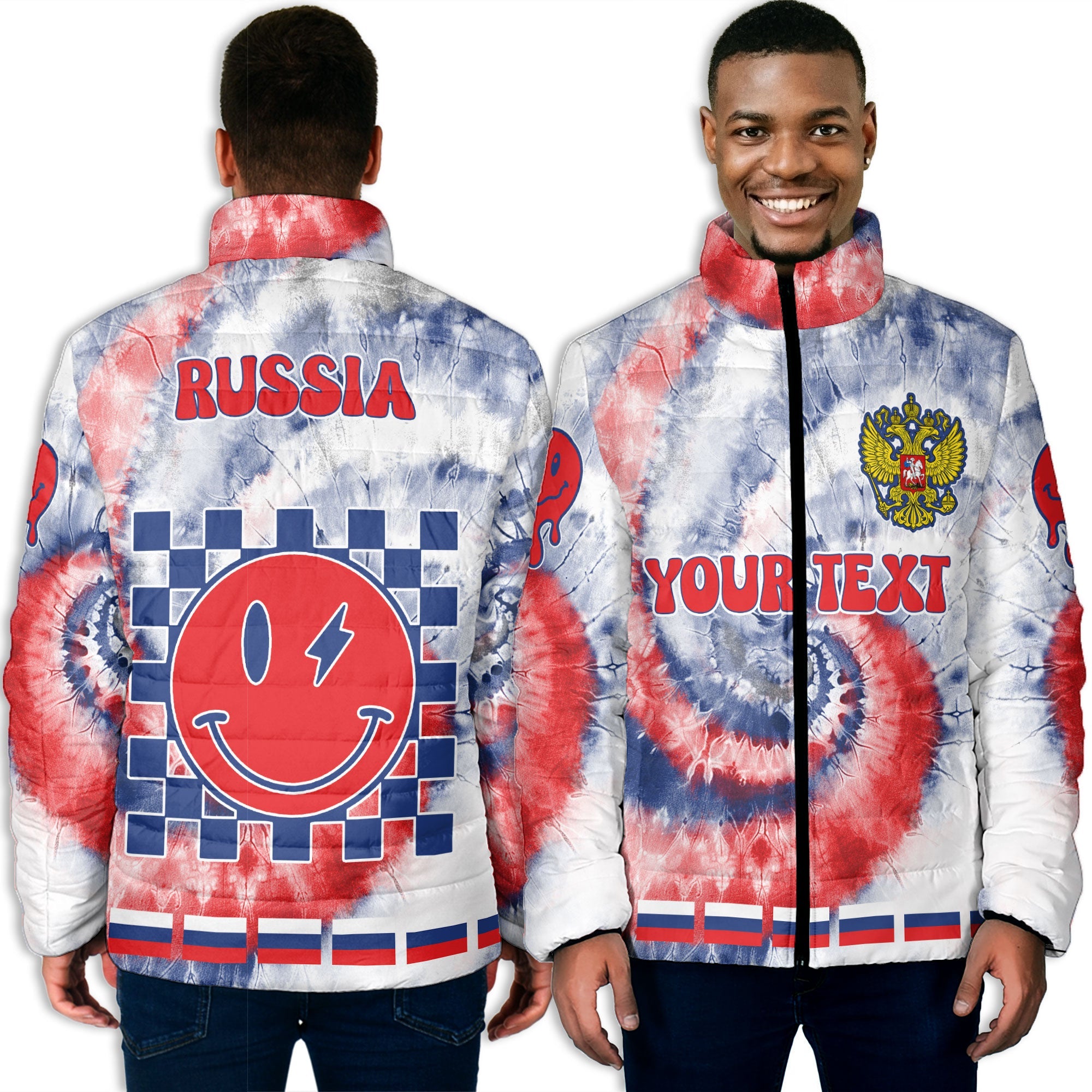 Russia Men Padded Jacket Custom Tie Dye Style 3