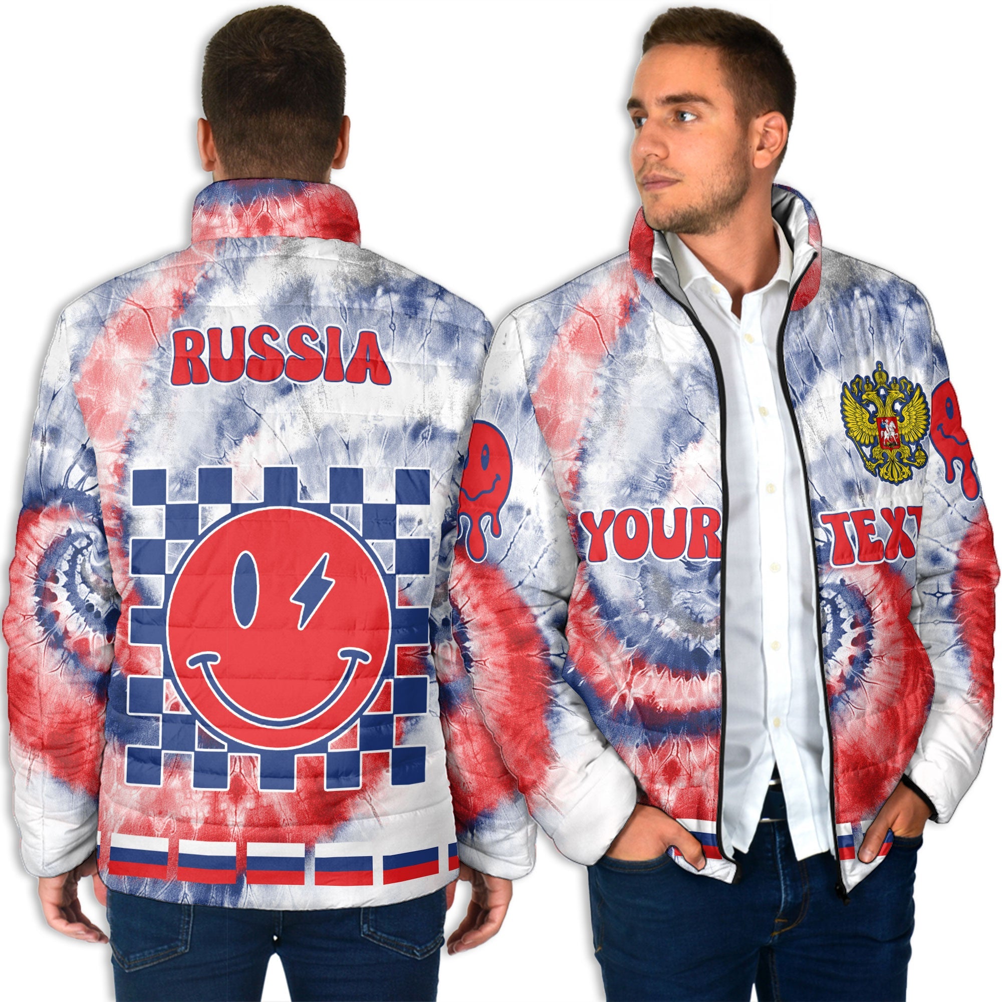 Russia Men Padded Jacket Custom Tie Dye Style 4