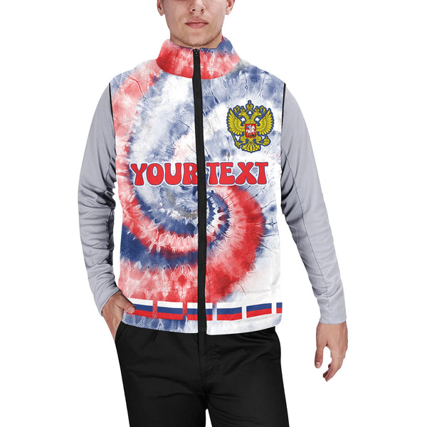 Russia Men Padded Jacket Vest Custom Tie Dye Style 1