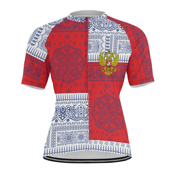 Russia Men Cycling Jersey Flag And Paisley Basic Style 1