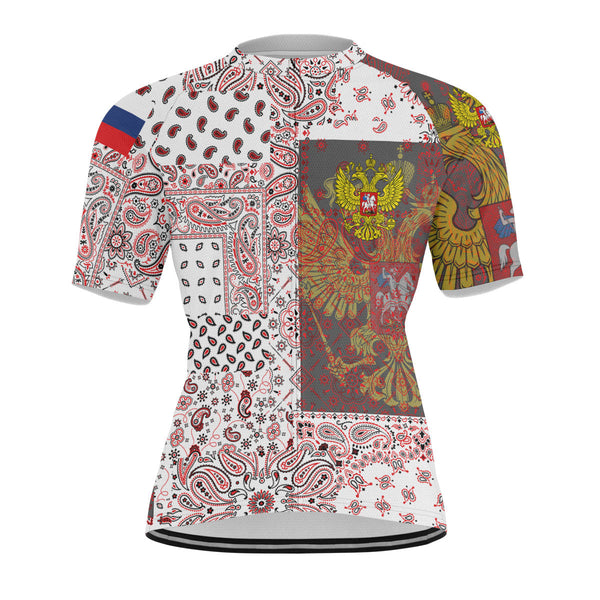 Russia Men Cycling Jersey Paisley Flag And Skull Style 1