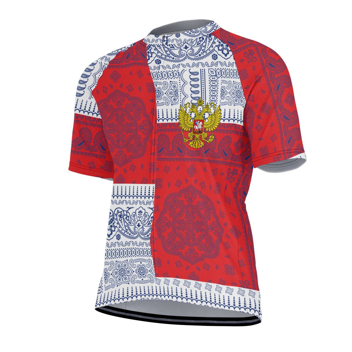 Russia Men Cycling Jersey Flag And Paisley Basic Style 2