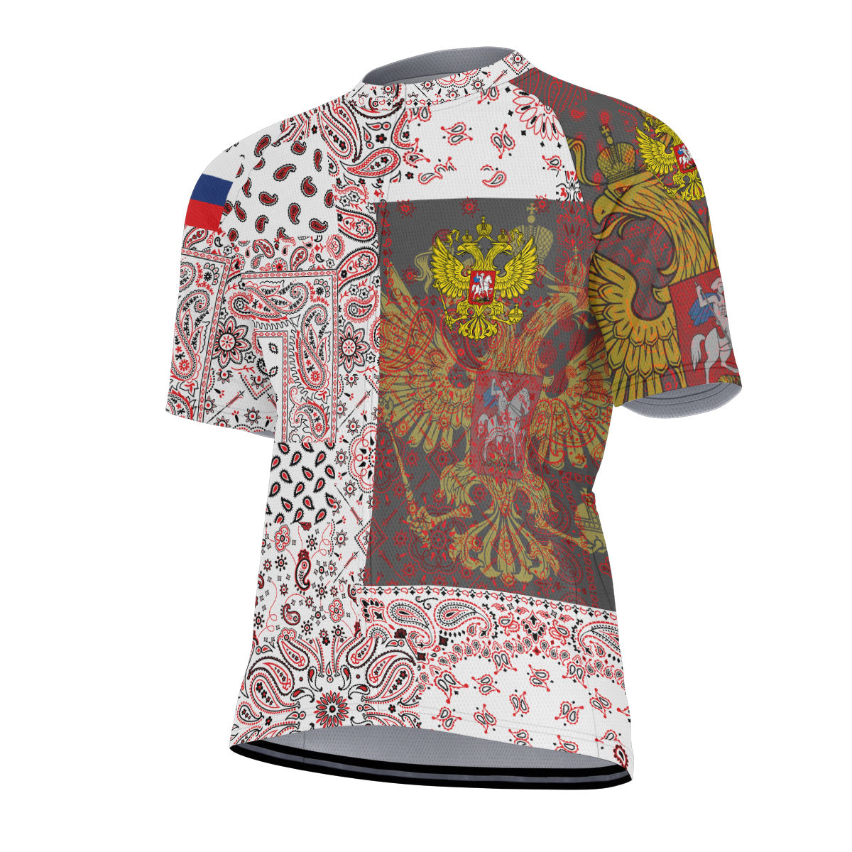 Russia Men Cycling Jersey Paisley Flag And Skull Style 2