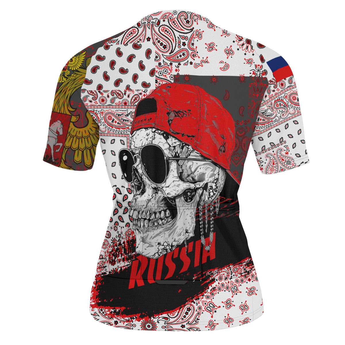 Russia Men Cycling Jersey Paisley Flag And Skull Style 3