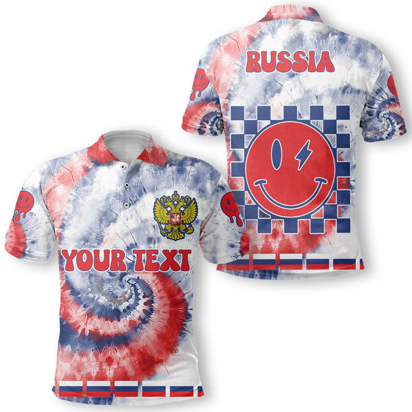 Russia Polo Shirt Custom Tie Dye Style 1