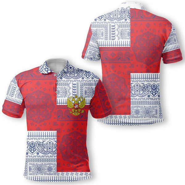 Russia Polo Shirt Flag And Paisley Basic Style 1