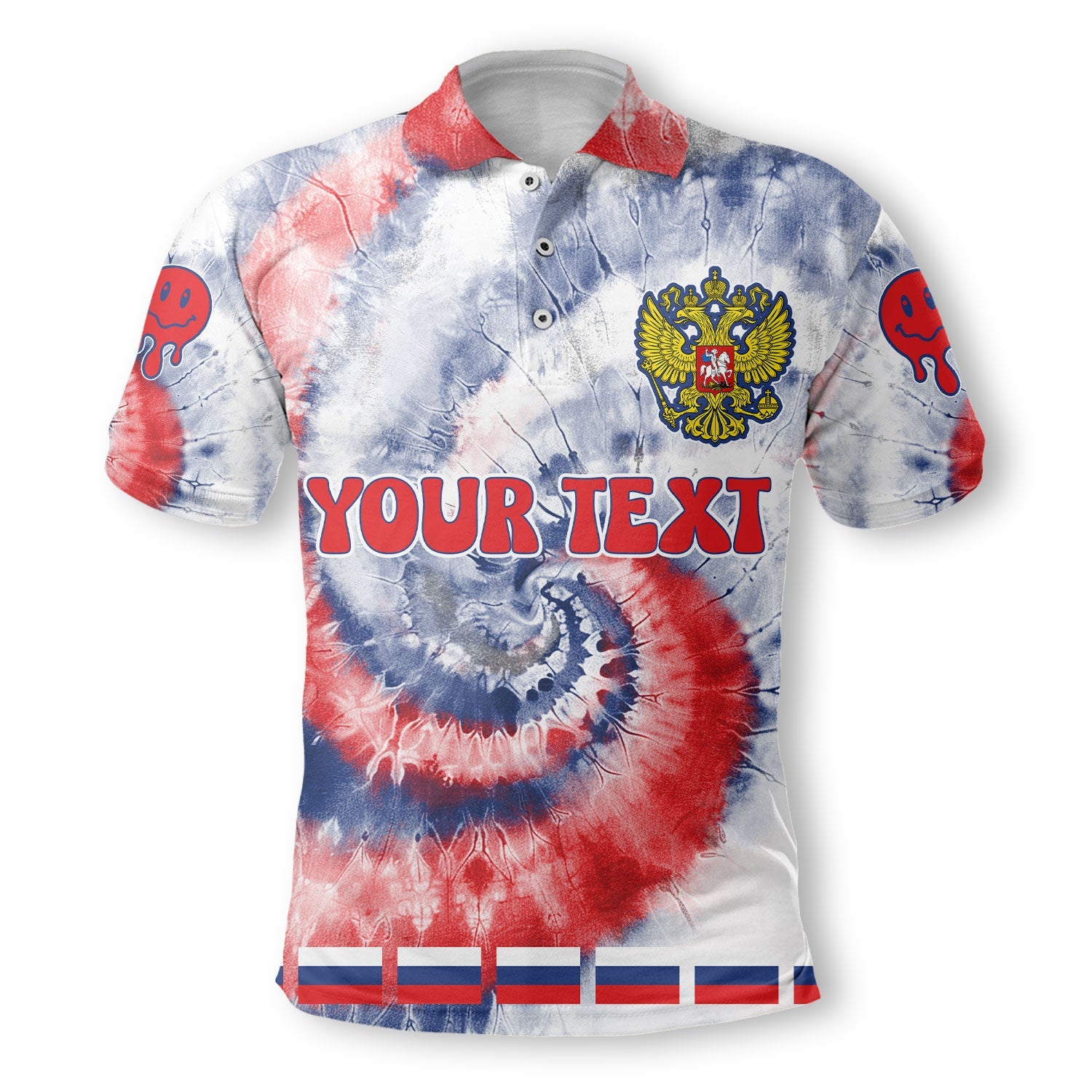 Russia Polo Shirt Custom Tie Dye Style 2