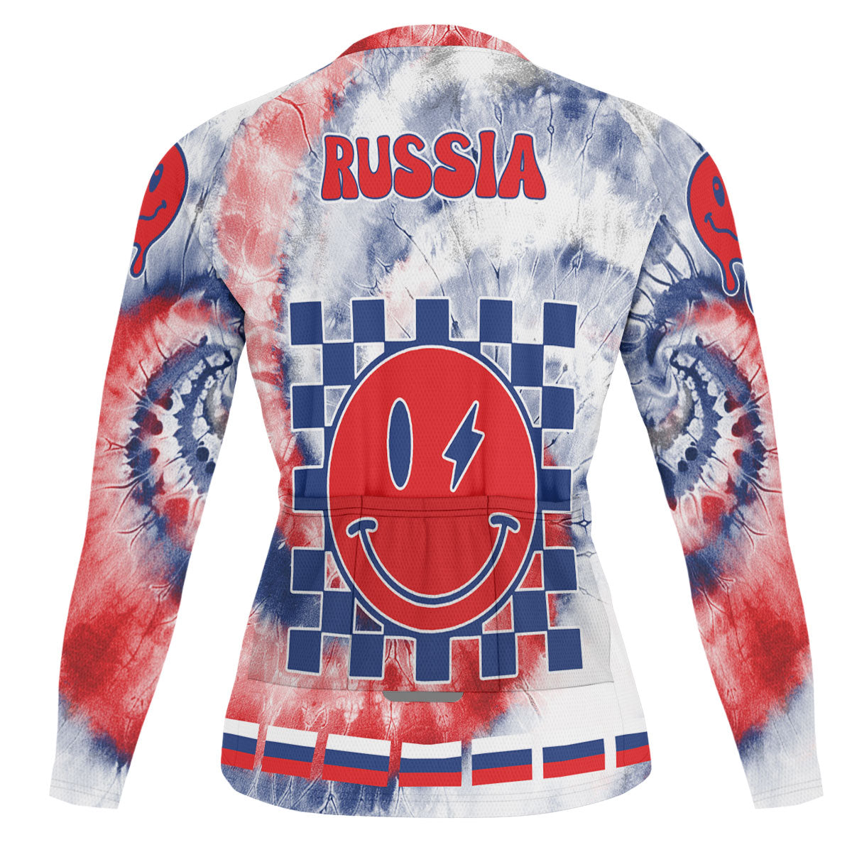 Russia Raglan Men Cycling Jersey Long Sleeve Custom Tie Dye Style 1