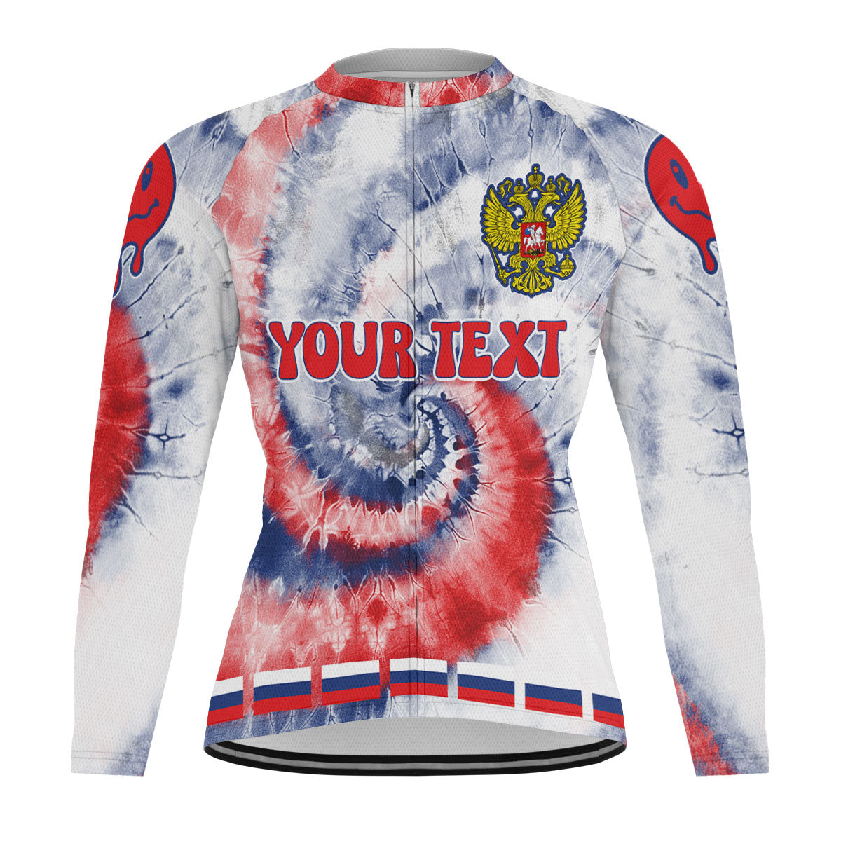 Russia Raglan Men Cycling Jersey Long Sleeve Custom Tie Dye Style 2