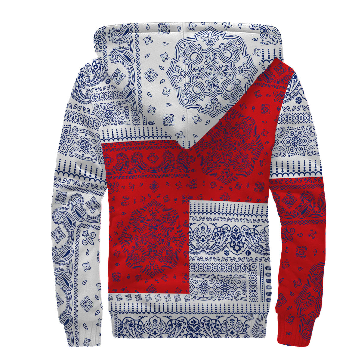 Russia Sherpa Hoodie Flag And Paisley Basic Style 2