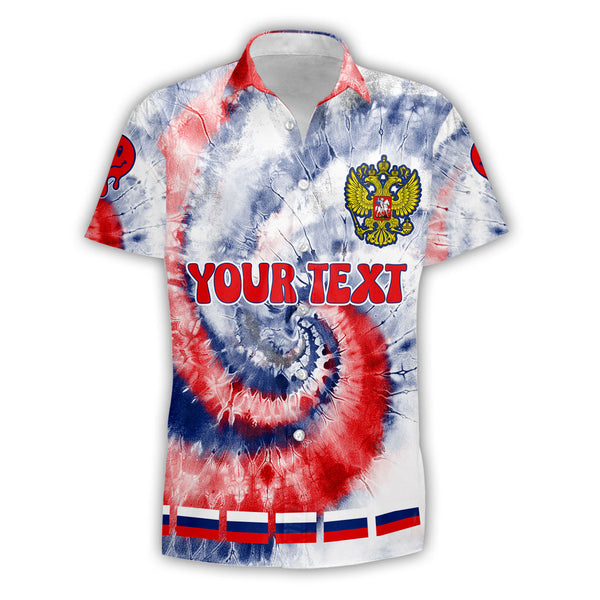 Russia Short Sleeve Shirt Custom Tie Dye Style 1