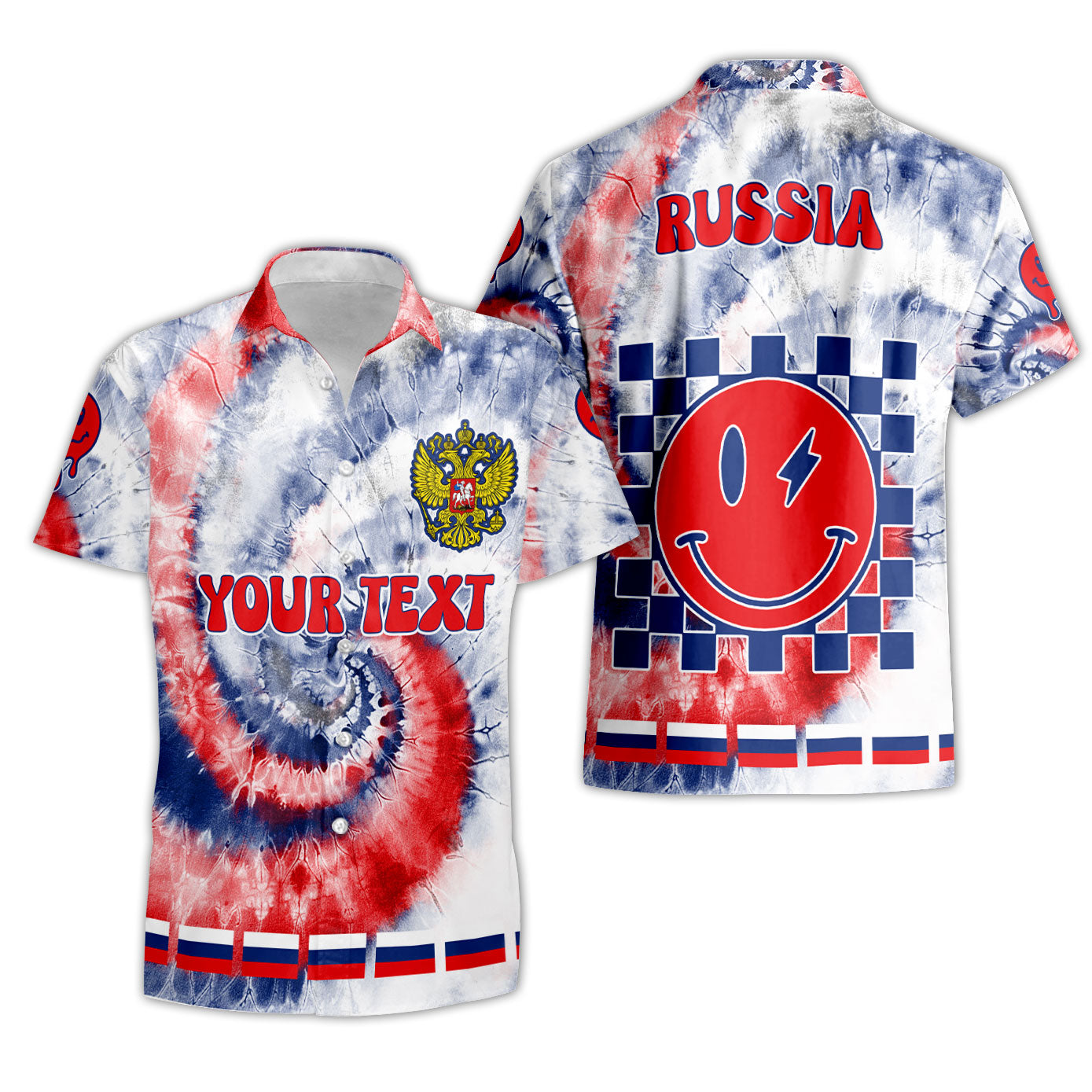 Russia Short Sleeve Shirt Custom Tie Dye Style 3