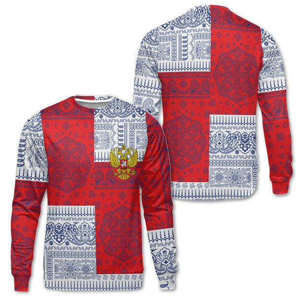 Russia Sweatshirt Flag And Paisley Basic Style 1