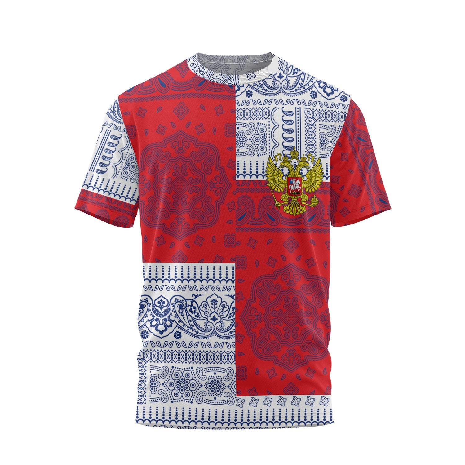 Russia T Shirt Flag And Paisley Basic Style 2