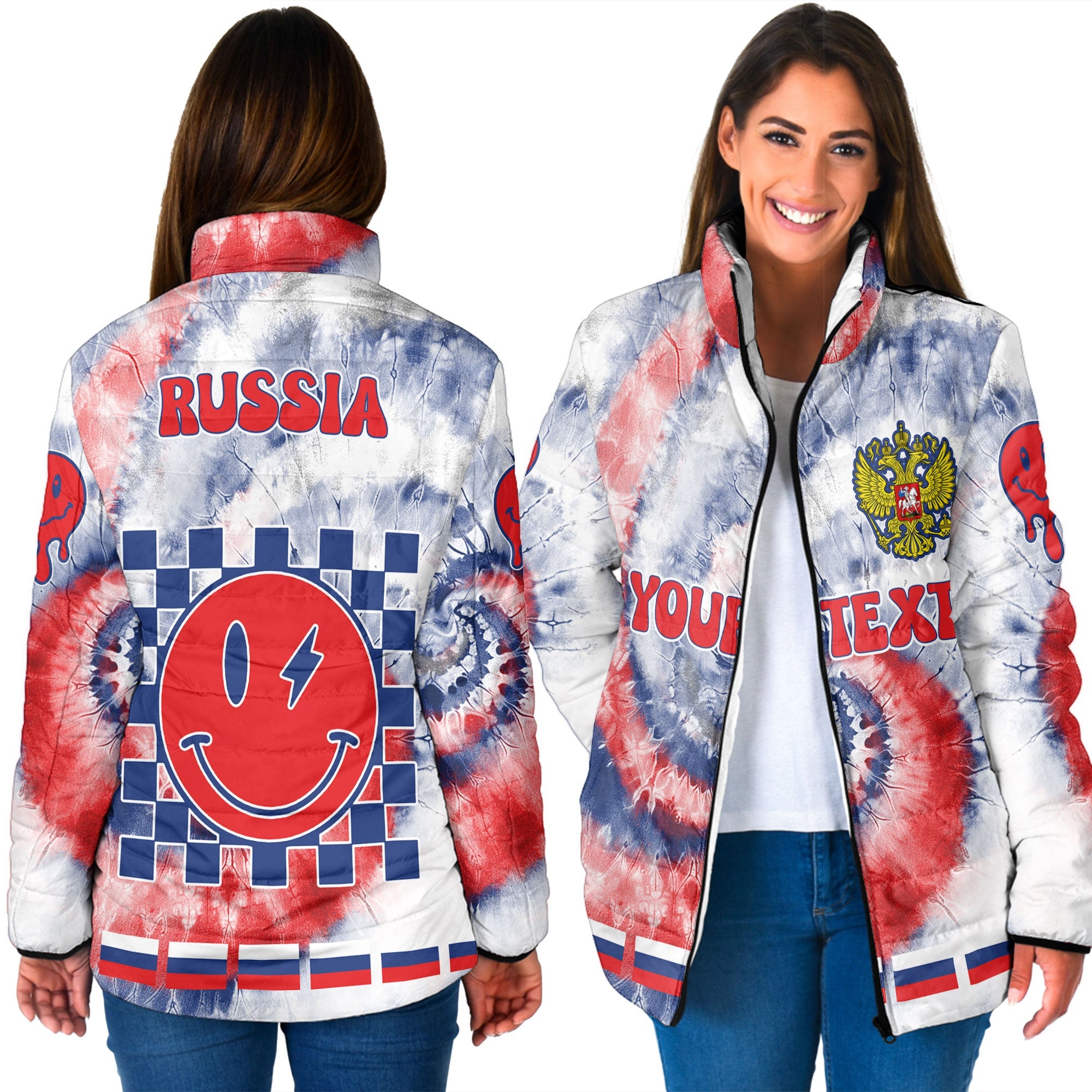 Russia Women Padded Jacket Custom Tie Dye Style 3