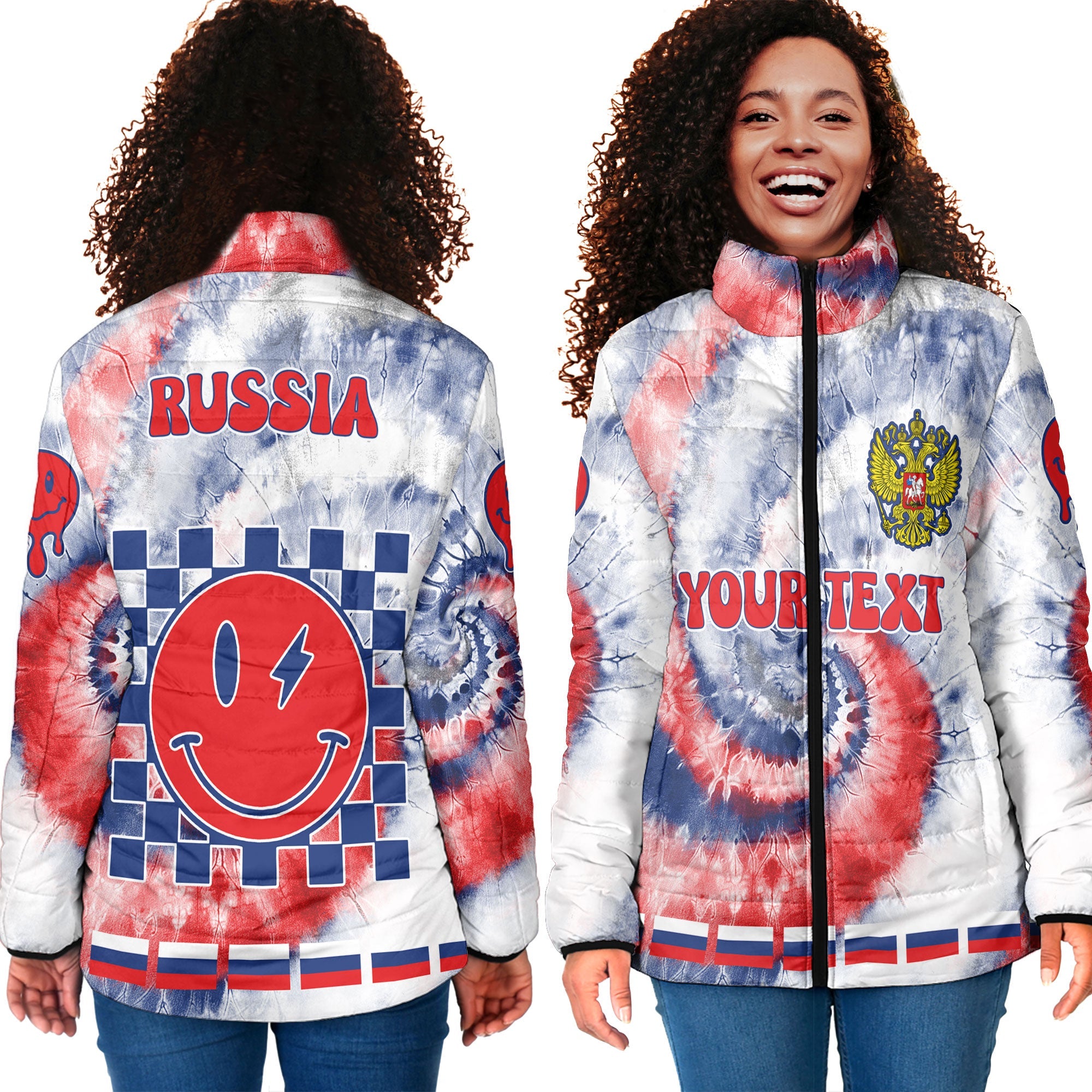 Russia Women Padded Jacket Custom Tie Dye Style 4