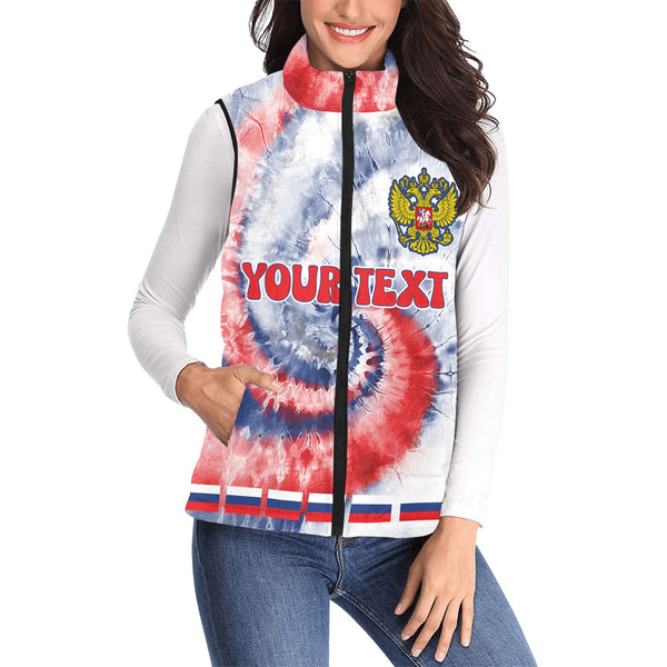 Russia Women Padded Jacket Vest Custom Tie Dye Style 1