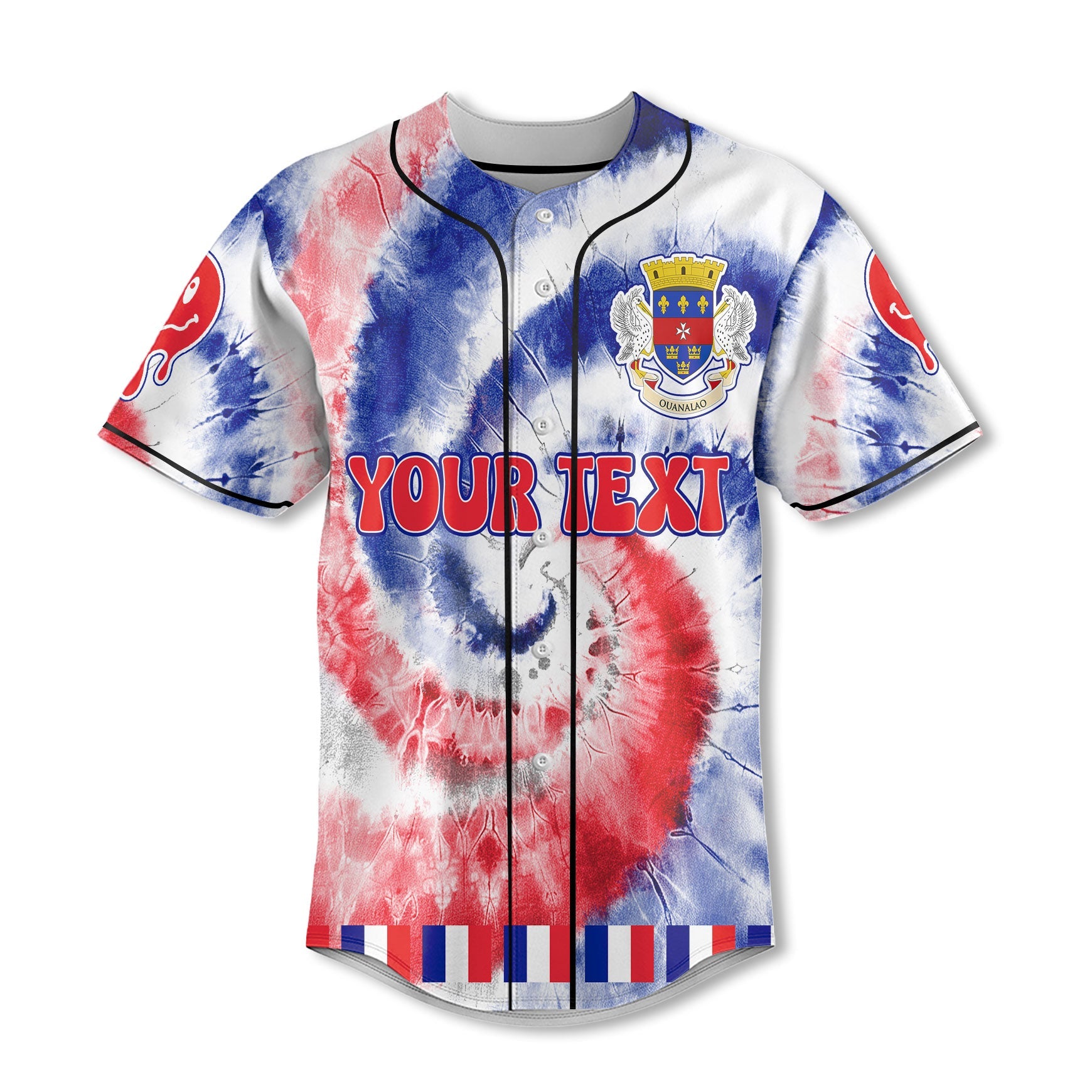 Saint Barthelemy Baseball Jersey Custom Tie Dye Style 2