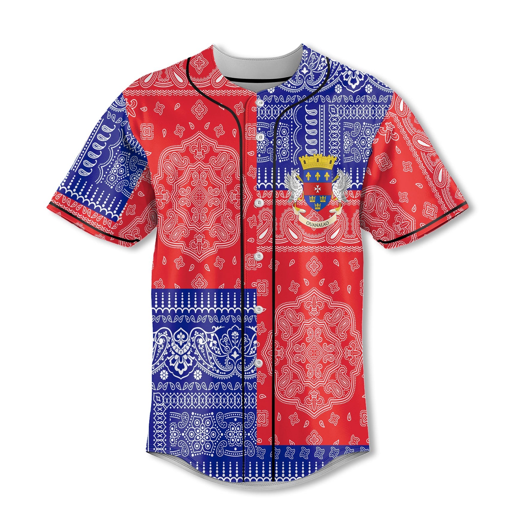 Saint Barthelemy Baseball Jersey Flag And Paisley Basic Style 2