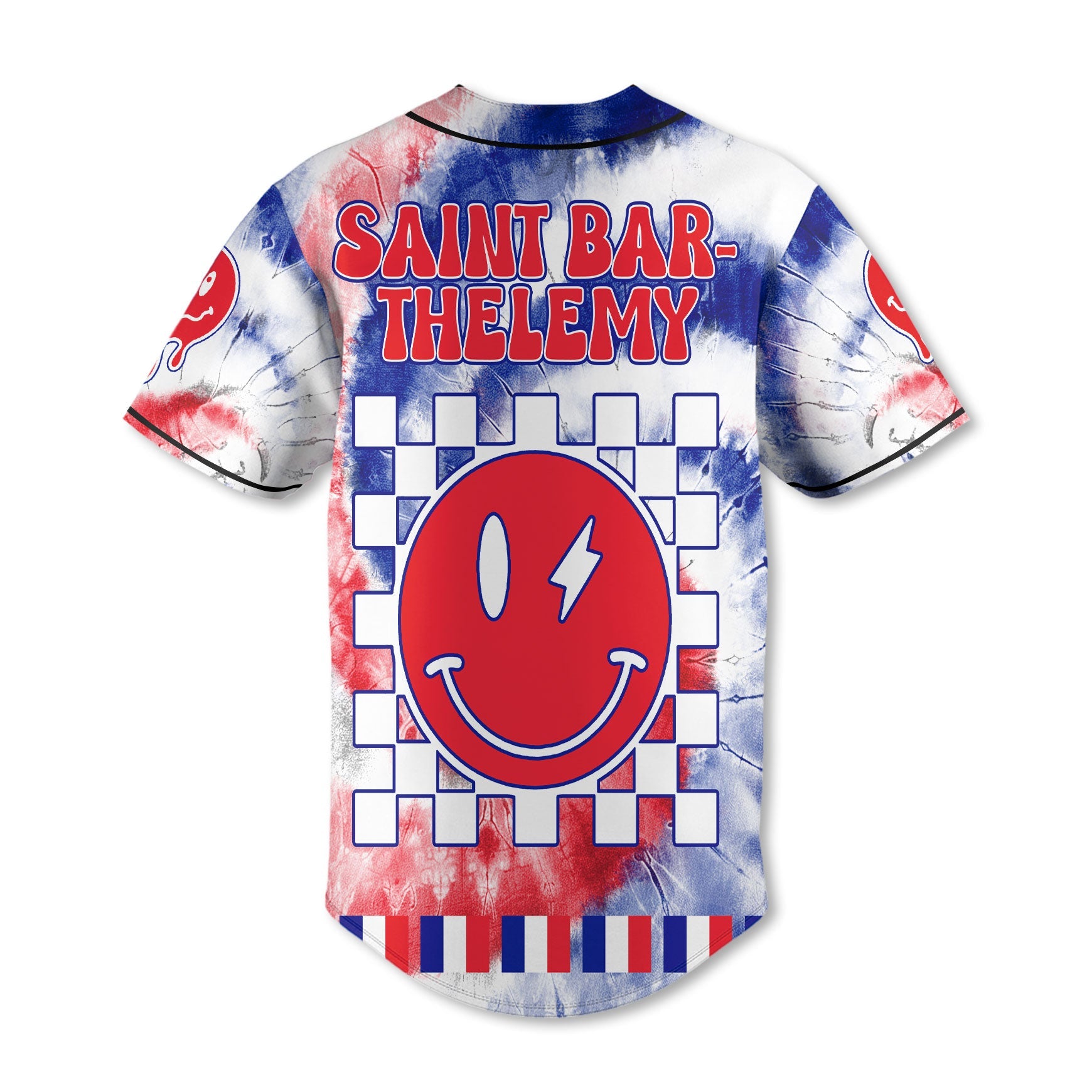 Saint Barthelemy Baseball Jersey Custom Tie Dye Style 3