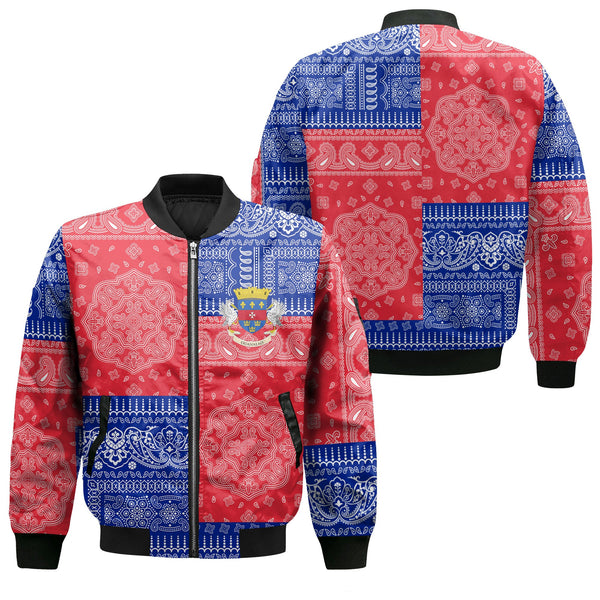 Saint Barthelemy Bomber Jacket Flag And Paisley Basic Style 1