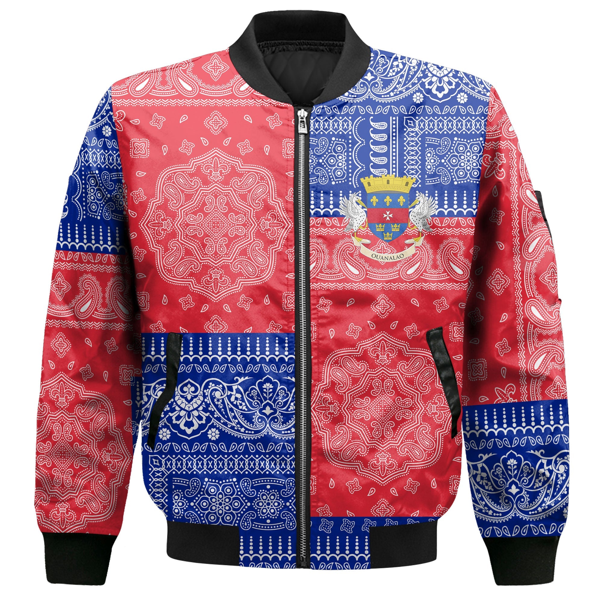 Saint Barthelemy Bomber Jacket Flag And Paisley Basic Style 2