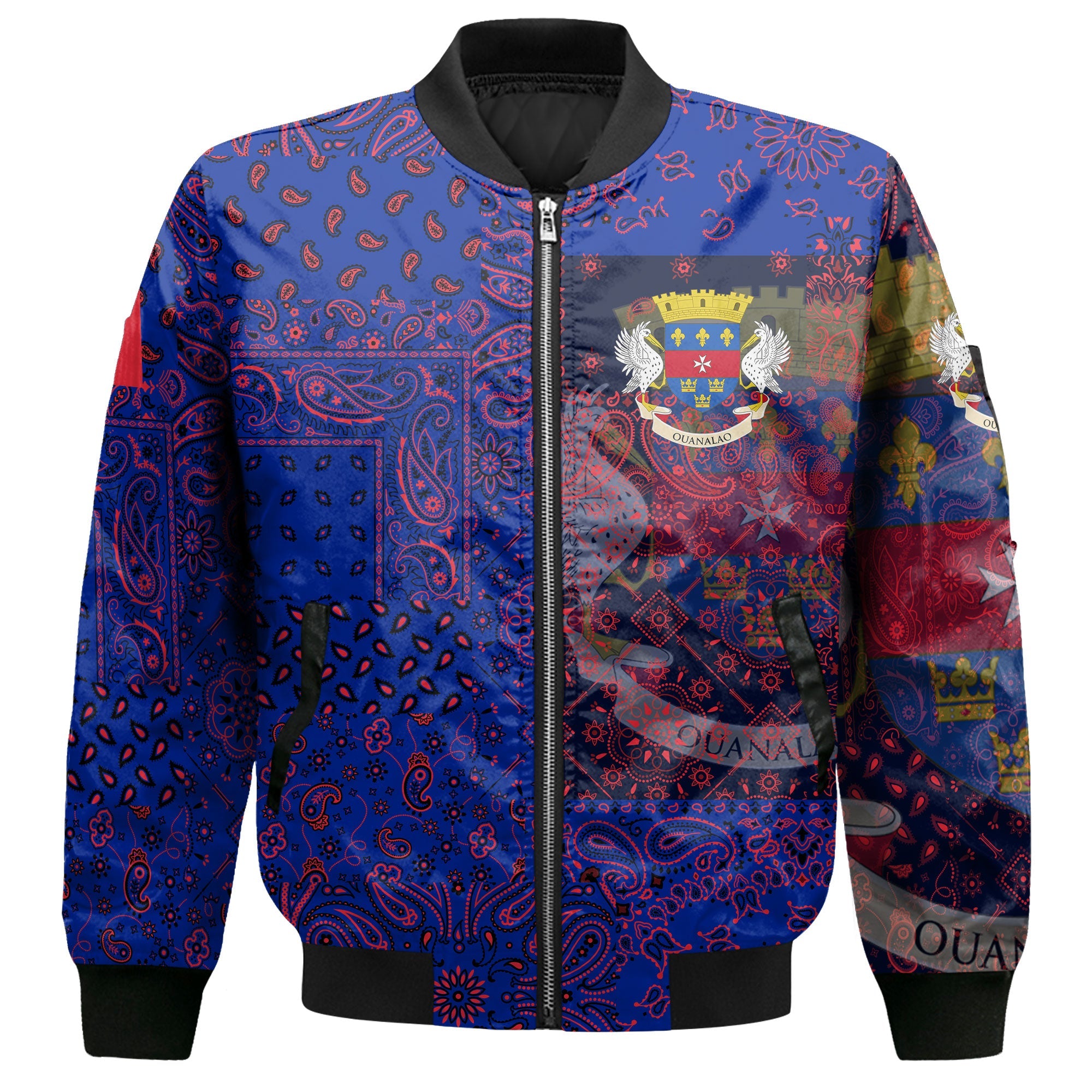 Saint Barthelemy Bomber Jacket Paisley Flag And Skull Style 2