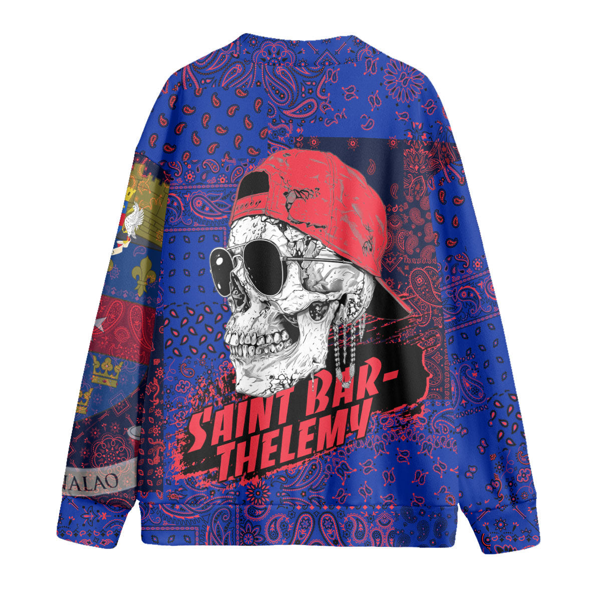 Saint Barthelemy Fleece Cardigan Paisley Flag And Skull Style 2