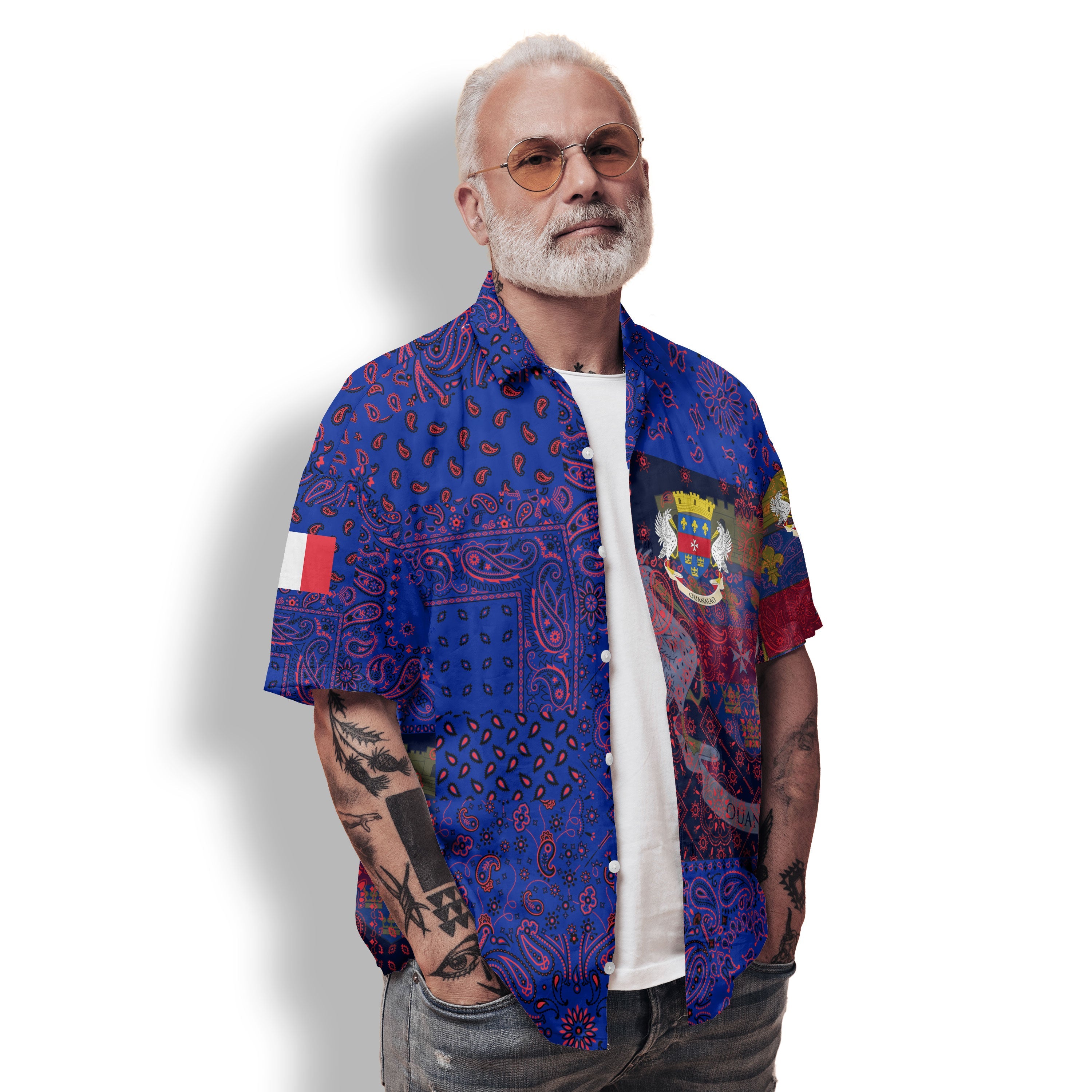 Saint Barthelemy Hawaiian Shirt Paisley Flag And Skull Style 2