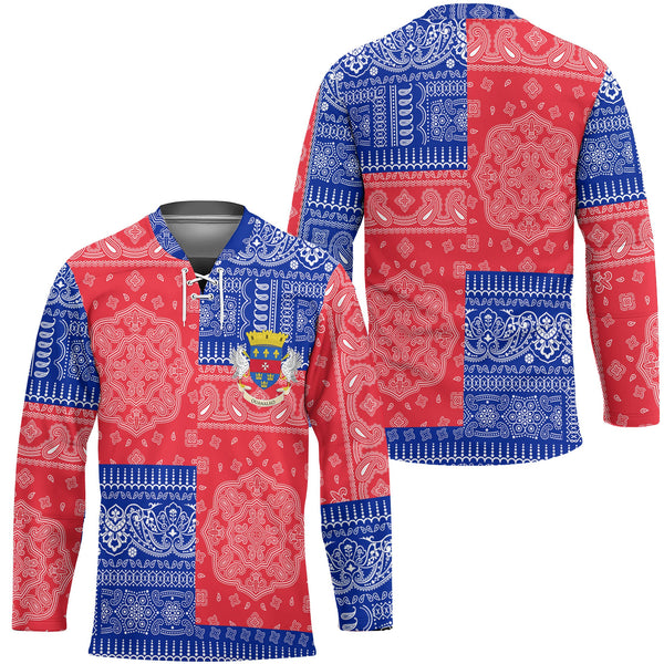 Saint Barthelemy Hockey Jersey Flag And Paisley Basic Style 1