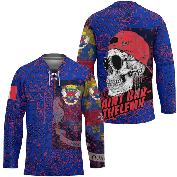 Saint Barthelemy Hockey Jersey Paisley Flag And Skull Style 1