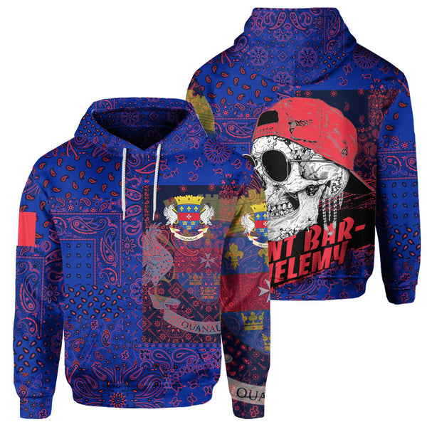 Saint Barthelemy Hoodie Paisley Flag And Skull Style 1