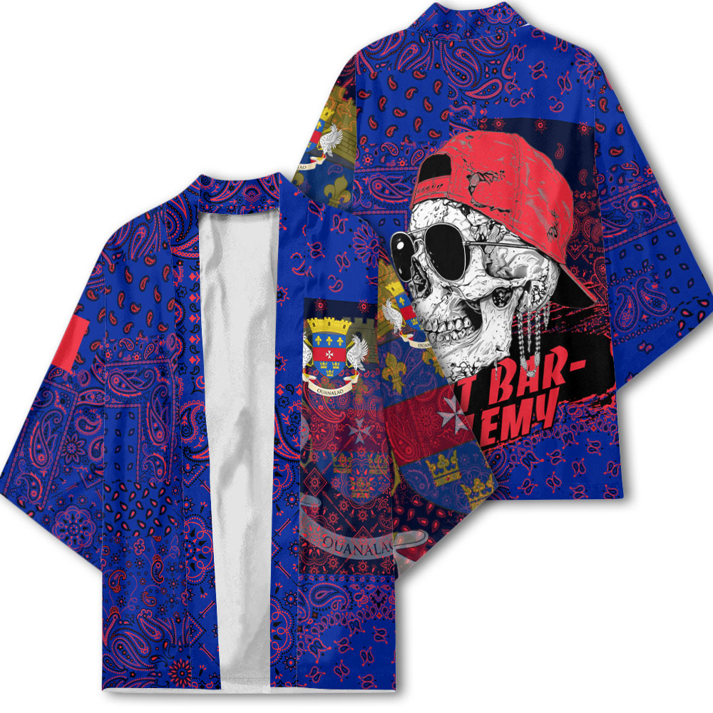 Saint Barthelemy Kimono Paisley Flag And Skull Style 2