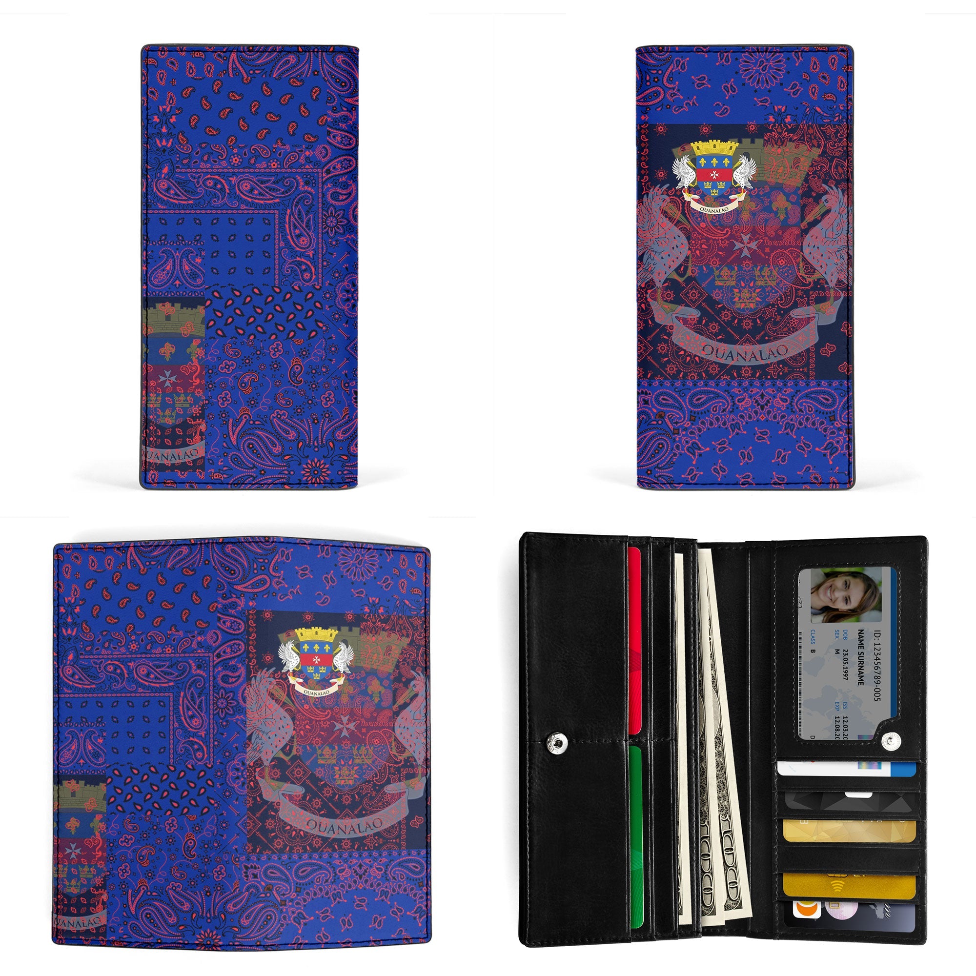 Saint Barthelemy Leather Wallet Paisley Flag And Skull Style 3