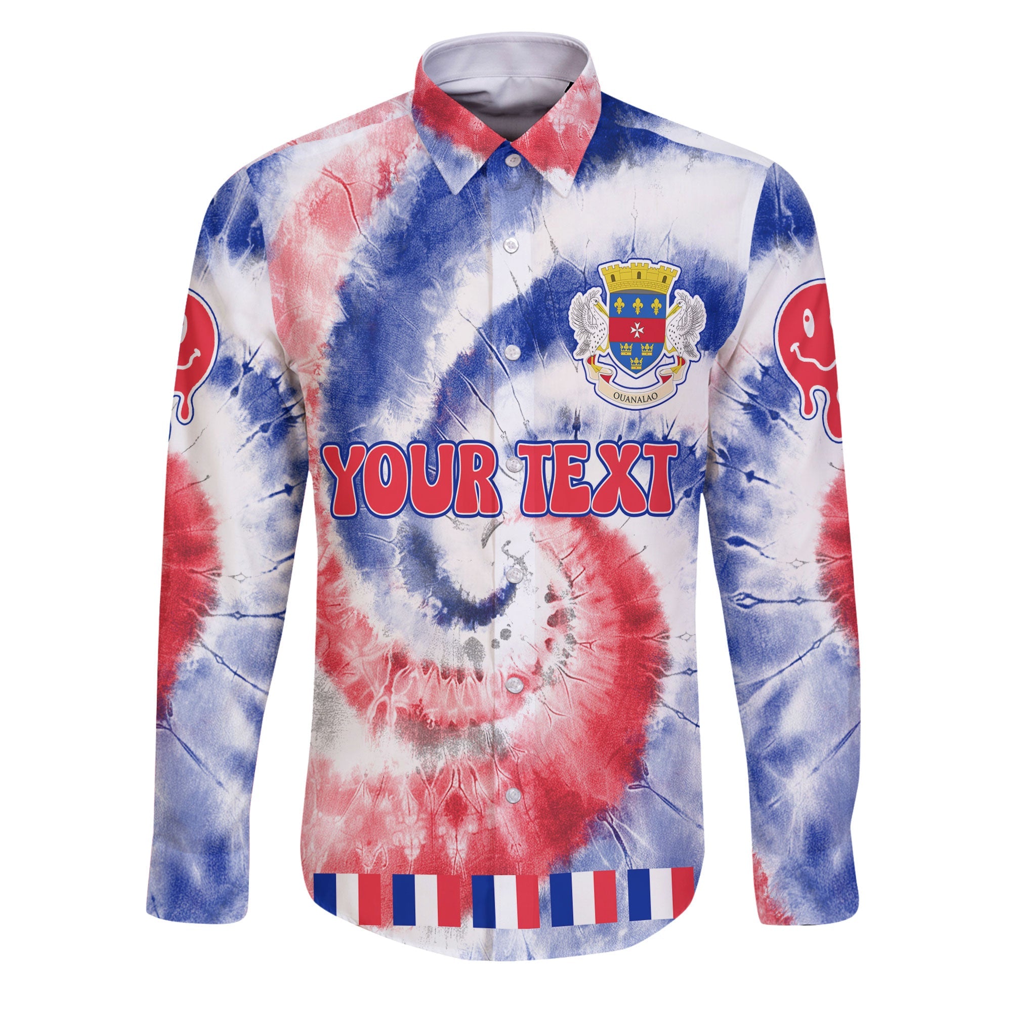 Saint Barthelemy Long Sleeve Button Shirt Custom Tie Dye Style 1