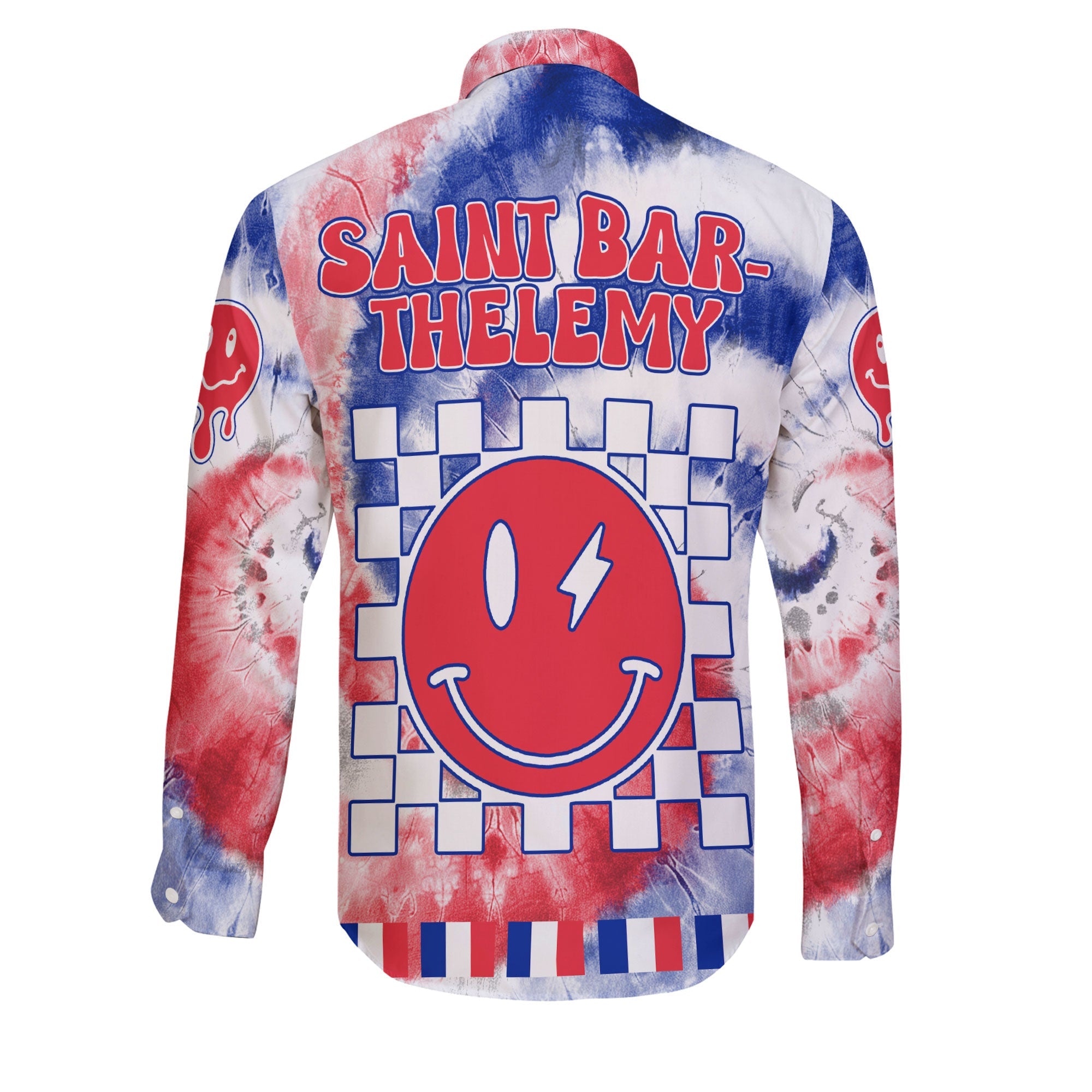 Saint Barthelemy Long Sleeve Button Shirt Custom Tie Dye Style 2