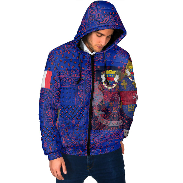 Saint Barthelemy Men Hooded Padded Jacket Paisley Flag And Skull Style 2