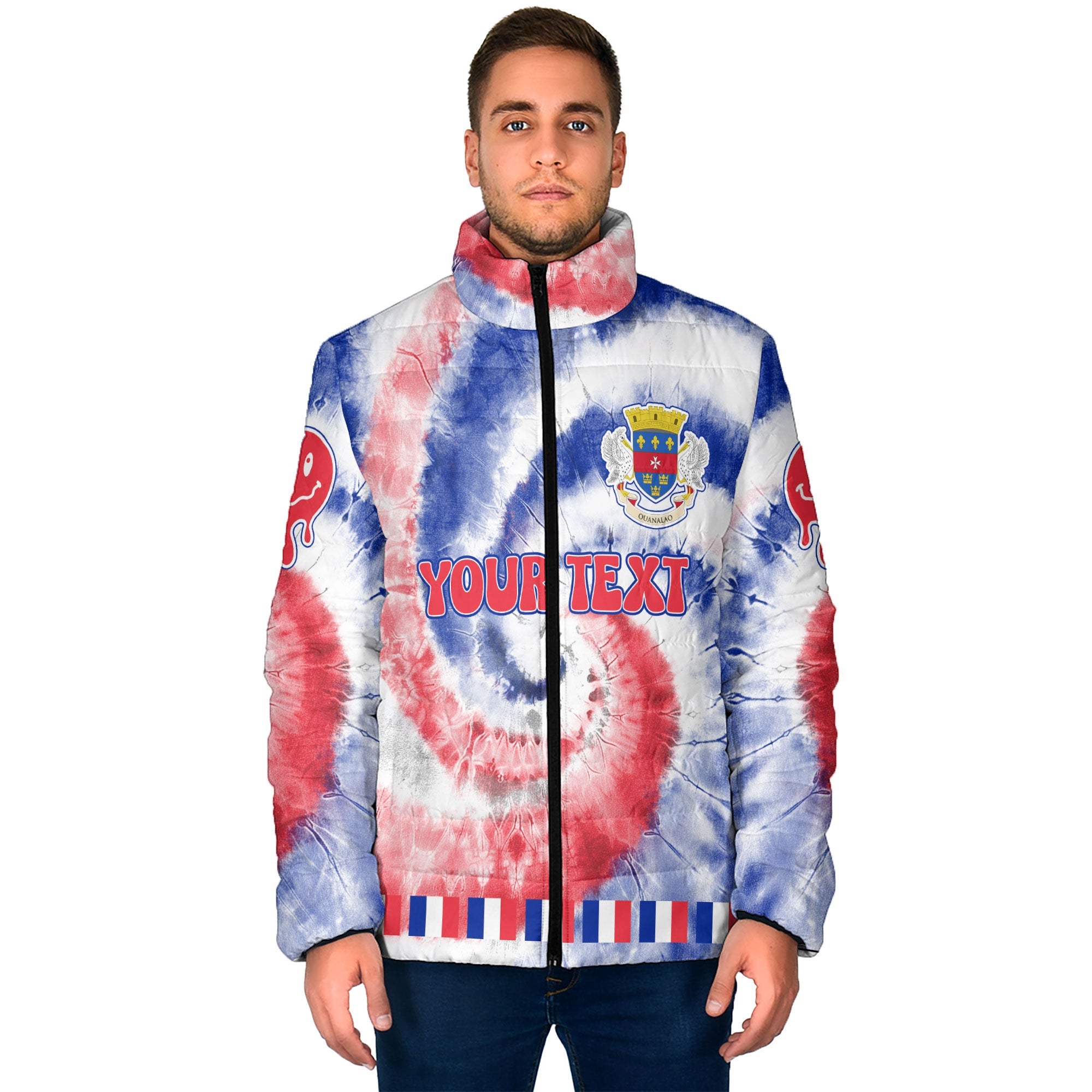 Saint Barthelemy Men Padded Jacket Custom Tie Dye Style 1