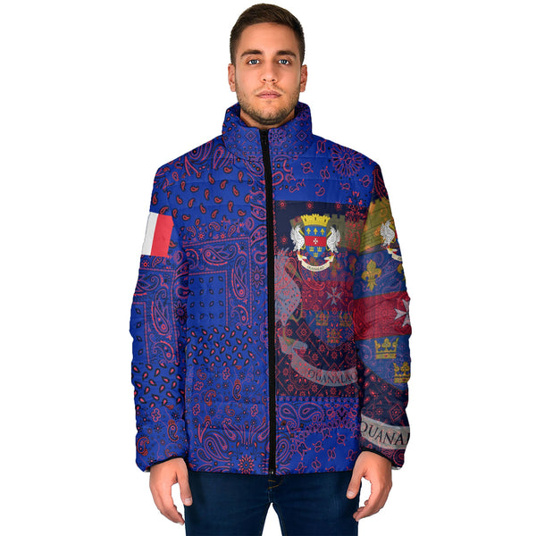 Saint Barthelemy Men Padded Jacket Paisley Flag And Skull Style 1